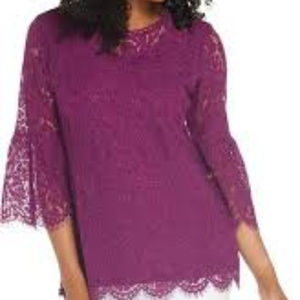 Floral Lace 3/4 Bell Sleeve Tunic NWOT